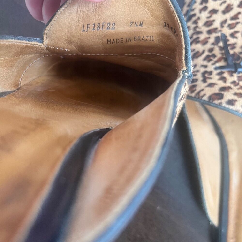 Peter Millar Leopard Calf Hair Slip On Slides Mules Flats Size 7.5 Bow Womens - Picture 6 of 7